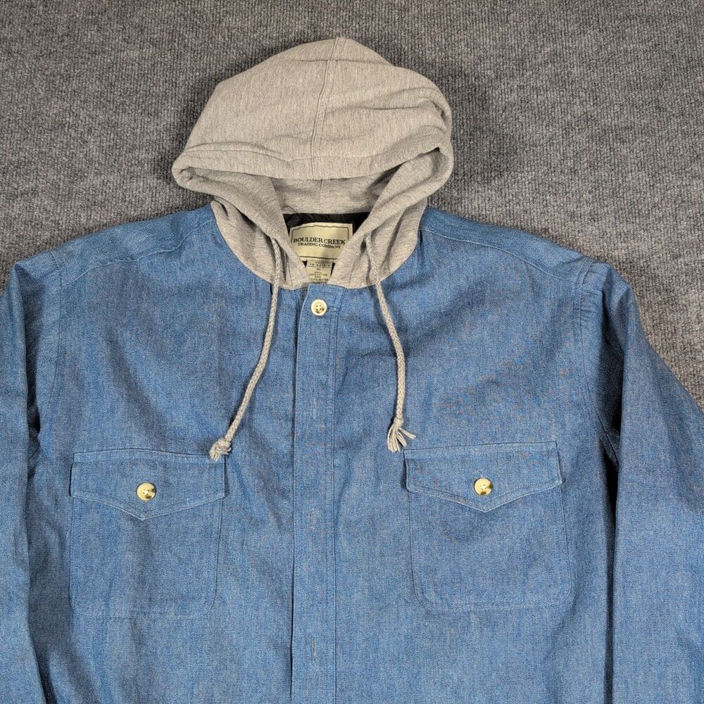Boulder Creek Trading Company Tall Mens Denim Collared Solid XL Blue